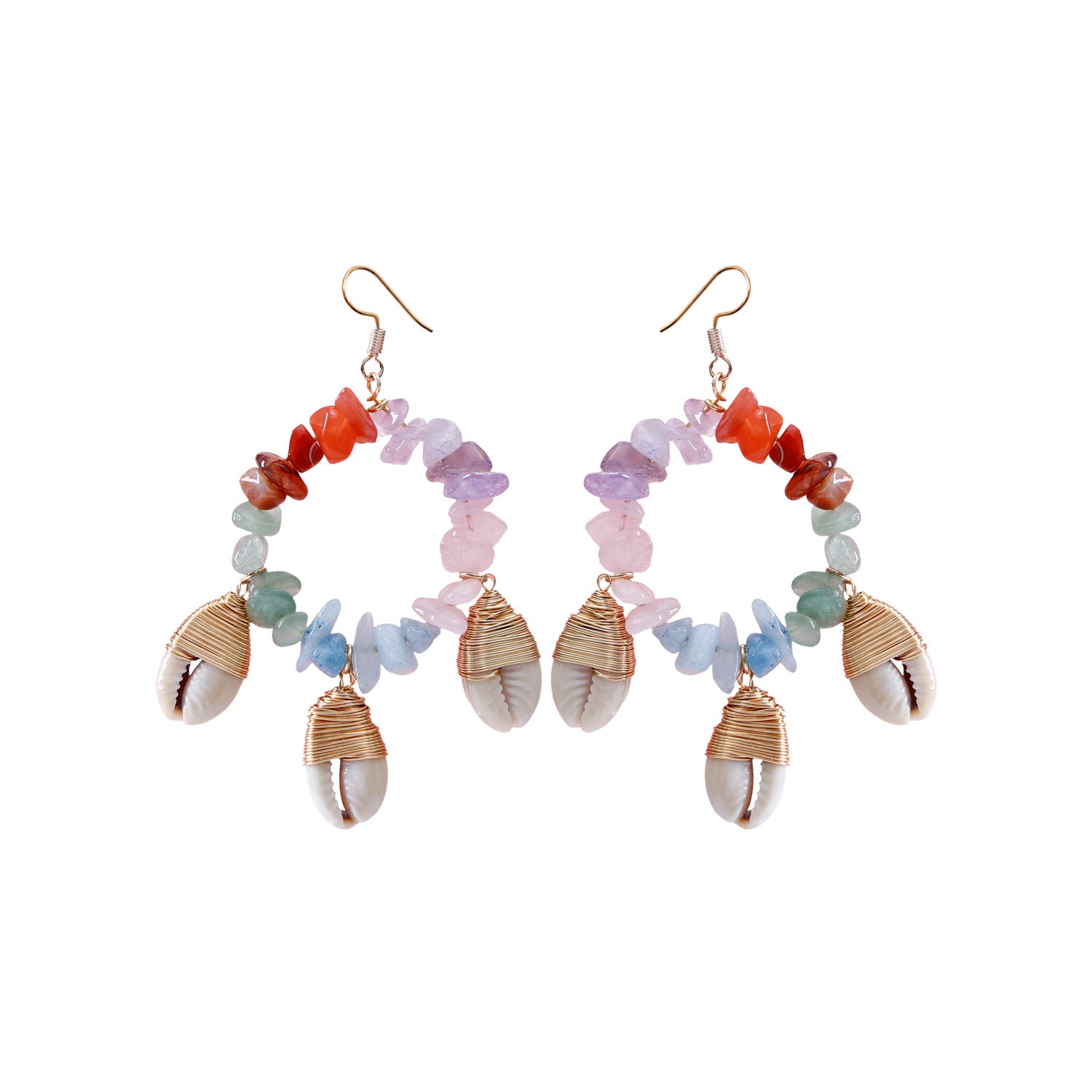 Wholesale Conch Shell Rubble Hand Woven Earrings